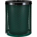 Global Industrial Outdoor Diamond Steel Trash Can With Flat Lid, 36 Gallon, Green 261924GN